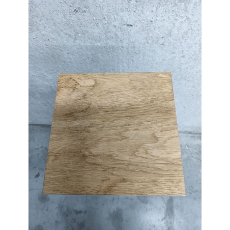 Solits sokkel wit hoogglans met eiken fineer deksel, 25 x 25 x 100 cm (LxBxH) - SALE