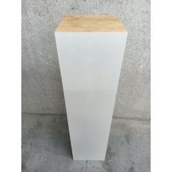Solits sokkel wit hoogglans met eiken fineer deksel, 25 x 25 x 100 cm (LxBxH) - SALE