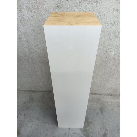 Solits sokkel wit hoogglans met eiken fineer deksel, 25 x 25 x 100 cm (LxBxH) - SALE