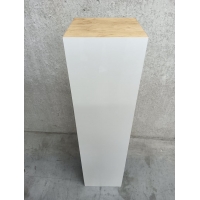 Solits sokkel wit hoogglans met eiken fineer deksel, 25 x 25 x 100 cm (LxBxH) - SALE