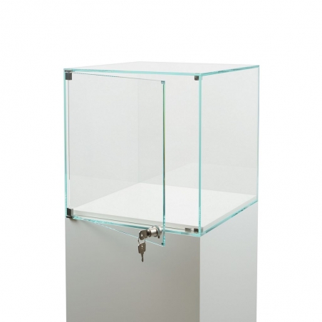 Solits sokkel zwart mat, 40 x 40 x 115 cm (LxBxH), inclusief glazen vitrinekap met deur, 40 x 40 x 40 cm (LxBxH) - SALE