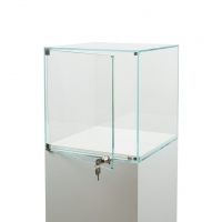 Solits sokkel zwart mat, 40 x 40 x 115 cm (LxBxH), inclusief glazen vitrinekap met deur, 40 x 40 x 40 cm (LxBxH) - SALE